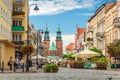 Street view in city center and Cathedral Basilica places to travel: Gniezno / Poland - October 04, 2020