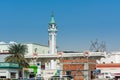 Street view of the city of Jeddah, Kingdom of Saudi Arabia with background of Muslim mosque in Jeddah, Saudi Arabia