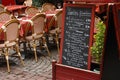 Street view of a coffee terrace in Strasbourg