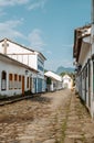 Street view of colonial portuguese architecture in the town of Paraty