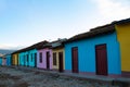 Street view of colored houses in old town of Trinidad, Cuba Royalty Free Stock Photo