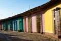 Street view of colored houses in old town of Trinidad, Cuba Royalty Free Stock Photo