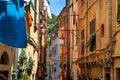 colorful authentic Italian street in Portovenere, Italy. Cinque Terre