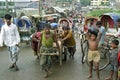 Street view Dhaka with Bangladeshi workers at work