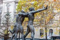 Street view of downtown of Berlin, with modern conceptional sculpture