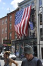 Philadelphia, PA, 3rd July: Street View Downtown and United States Flag from Philadelphia in Pennsylvania USA Royalty Free Stock Photo
