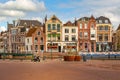 Street view and dutch houses, Leiden, Netherlands