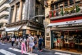 Street view of the entrance of Centre Place an iconic pedestrian laneway with people in Melbourne Australia