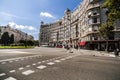 Street view, Francesc Macia square, Barcelona. Royalty Free Stock Photo