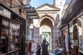 Street view with front of mosque of Omar, entrance for prayers only,  in the old street in the old city of Jerusalem, Israel Royalty Free Stock Photo