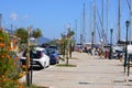 Street view from a greek island in summer .