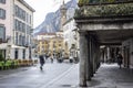 Street view, historic center,square,piazza XX settembre in Lecc