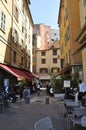 Nice, 5th september: Street view with Historical Buildings in row from Nice France