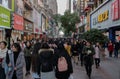 Street view of Jianghan lu road the biggest pedestrian shopping street of Wuhan in China Royalty Free Stock Photo