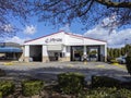 Woodinville, WA USA - circa April 2021: Street view of a Jiffy Lube car maintenance shop on a sunny day