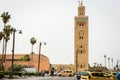 The street view of Koutoubia Mosque in a sunny day Royalty Free Stock Photo