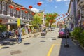 Street view of Lebuh Cannon in front of Leong San Tong Khoo Kongsi clan house in Penang, Malaysia