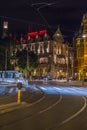 Street view at Leidse Square with American Hotel Amsterdam Royalty Free Stock Photo