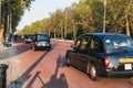 Street view of london. Black car - taxi. England. Editorial.