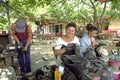 Street view Managua with shoemaker and shoeblack