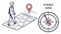 Street view map icon, location and urban navigation symbol vector design Generative AI