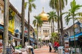 Street view of the Masjid Sultan in Singapore, people can seen exploring around it