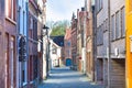 Street view with medieval traditional houses, people in Bruges, Belguim Royalty Free Stock Photo