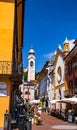 Street view of Menaggio town in lake Como, Lombardy, northern Italy