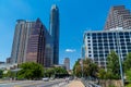 Street view of the modern buildings in downtown Austin seen from Congress Bridge, Texas Royalty Free Stock Photo