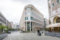 Street view with modern buildings in the downtown of Hannover, Germany