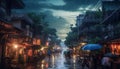 street view of monsoon rainy season in Bangkok Royalty Free Stock Photo