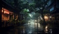 street view of monsoon season in Bangkok at night Royalty Free Stock Photo