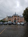 Street view of Mukachevo city in Ukraine