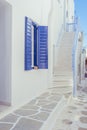 Street view of Mykonos Island landmarks of Greece Royalty Free Stock Photo