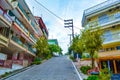 Street view of Nea Kallikrateia village Chalkidiki Greece Royalty Free Stock Photo