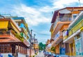 Street view of Nea Kallikrateia village Chalkidiki Greece Royalty Free Stock Photo