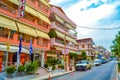 Street view of Nea Kallikrateia village Chalkidiki Greece Royalty Free Stock Photo