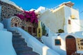 Enchanting old cave holiday villa in upscale Imerovigli village resort Santorini Greece Royalty Free Stock Photo