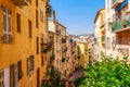 Street view of Nice, Cote d'Azur, France, South Europe. Beautiful city and luxury resort of French riviera. Famous tourist Royalty Free Stock Photo