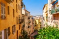 Street view of Nice, Cote d\'Azur, France, South Europe. Beautiful city and luxury resort of French riviera. Famous tourist Royalty Free Stock Photo