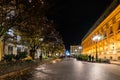 Street view at night in Bordeaux city, France Royalty Free Stock Photo