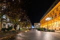 Street view at night in Bordeaux city, France. Royalty Free Stock Photo