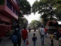 Street view of north Kolkata on the tramways mood of Sunday holiday Royalty Free Stock Photo