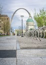 Street view of the old court house and the gateway arce from kiener plaza Royalty Free Stock Photo