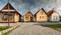 Street view old resort town Haapsalu with typical wooden houses, Estonia