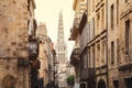 Street view of old town in bordeaux city, France Royalty Free Stock Photo