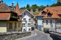 Street view of OLD Town Fribourg, Switzerland Royalty Free Stock Photo