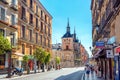 Street with view of old Town Hall on square Plaza de la Villa in downtown. Madrid. Spain Royalty Free Stock Photo