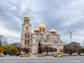 Street view of the Orthodox Cathedral of the Assumption in Varna, Bulgaria.