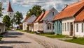 Street view of resort town Haapsalu with typical wooden houses, Estonia